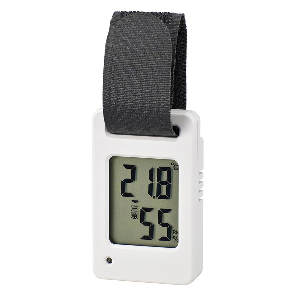 ポータブル温湿度計(熱中症予防指針4段階表示/コイン型電池 CR2032×1個付属/ホワイト)_08-1452_TEM-801-W_OHM(オーム電機)